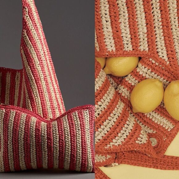 Anthropologie The Love Knot Slouchy Bag: Raffia Buckle Edition | New NWT | Red S - Picture 7 of 16